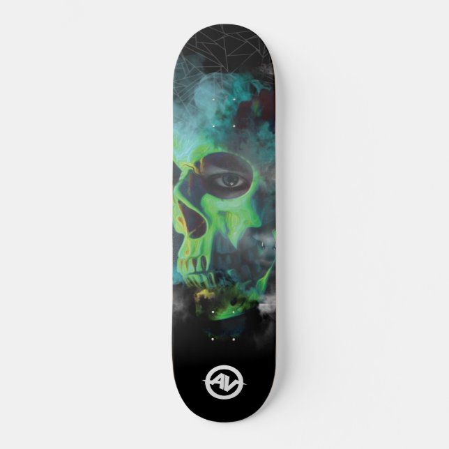 Schädel-Skateboard - Grün Skateboard (Vorderseite)