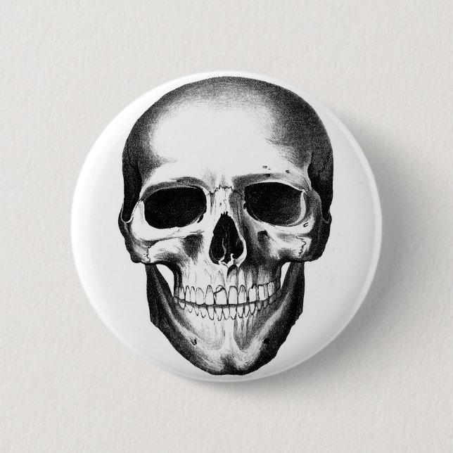 Schädel Skeleton beängstigendes Creepy Button (Vorderseite)