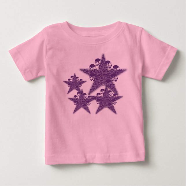 Schädel-Sterne lila K Baby T-shirt (Vorderseite)