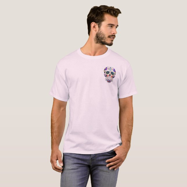 Schädel-Taschent-stück der Männer Zucker T-Shirt (Vorne ganz)