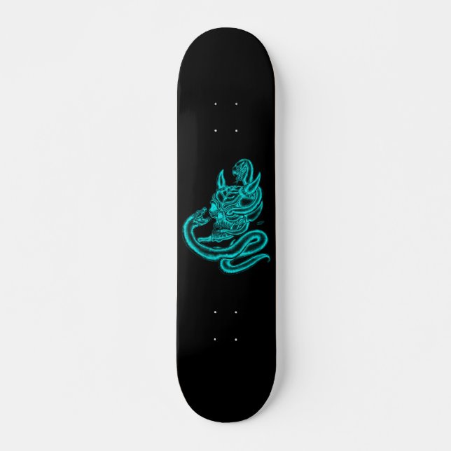 Schädel - Teufelsköpfe mit Schlange Skateboard (Vorne)