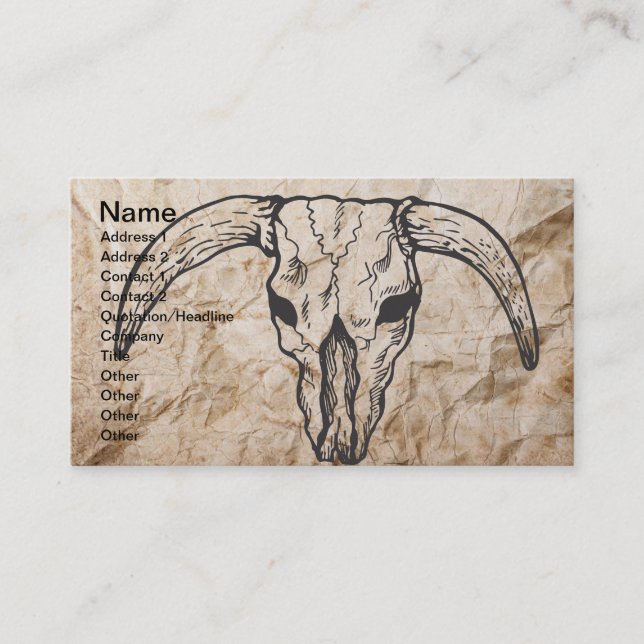 Schädel Texas Longhorn Stier Visitenkarte (Vorderseite)