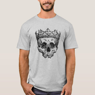 Schädel-tragendes Kronen-gotisches Zeichnen T-Shirt