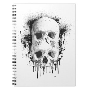 Schädel-Tropf-Schwarze-Tinte-Spritzer-Grafik Notizblock