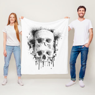 Schädel-Tropf-Schwarzes-Tinten-Spritzer-Grafik Fleecedecke