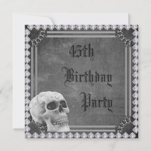 Schädel-u. Diamant-Doppeltes versah 45. Geburtstag Einladung
