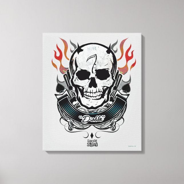 Schädel-u. Flammen-Tätowierungs-Kunst der Leinwanddruck (Vorderseite)
