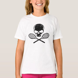 Schädel u. gekreuzter Schläger-Tennis-T - Shirt