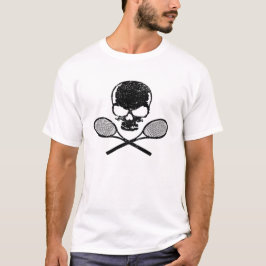 Schädel u. gekreuzter Schläger-Tennis-T - Shirt