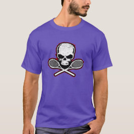 Schädel u. gekreuzter Schläger-Tennis-T - Shirt