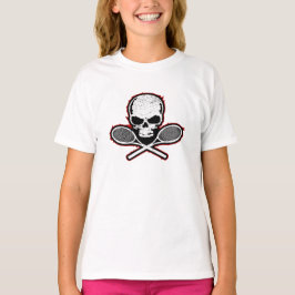 Schädel u. gekreuzter Schläger-Tennis-T - Shirt