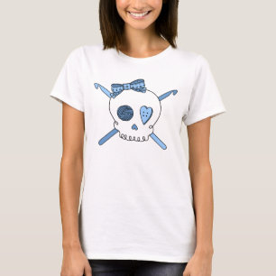 Schädel-u. Häkelarbeit-Haken (Baby-Blau) T-Shirt