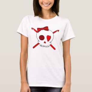 Schädel-u. Häkelarbeit-Haken (rot) T-Shirt