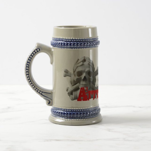 Schädel u. Knochen-Piraten-Skeleton Becher Stein Bierglas (Links)