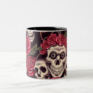 Schädel u. Rosen Zweifarbige Tasse