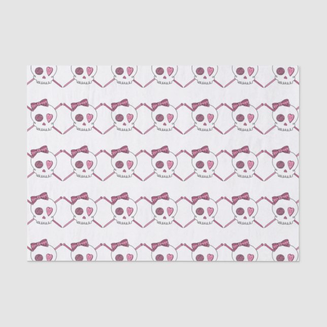 Schädel u. Stricknadeln (Haar-Bogen) Seidenpapier (Vorderseite)