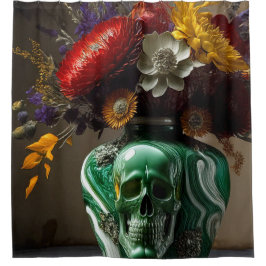 Schädel und Blume Duschvorhang