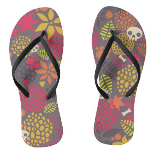 Schädel und Blume. Flip Flops