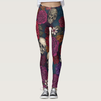 Schädel und Blume Leggings