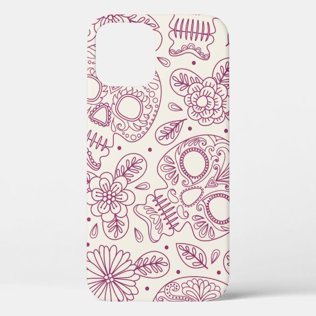 Schädel und Blume. Nahtloser Hintergrund. Mexikani Case-Mate iPhone Hülle (Rückseite)