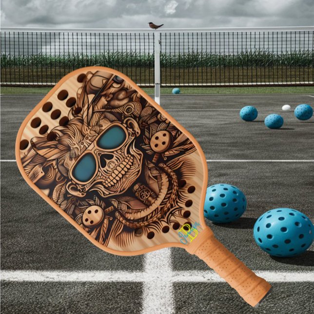 Schädel und Blume Pickleball Schläger (Von Creator hochgeladen)