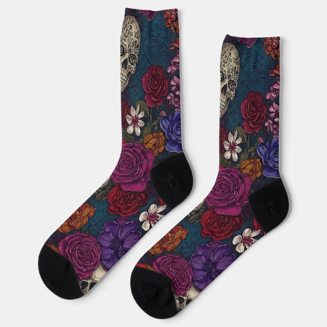 Schädel und Blume Socken (Linkes Detail)