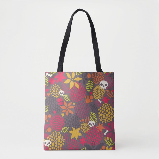 Schädel und Blumen Tasche (Vorderseite)