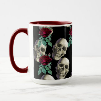 Schädel und Blumen Tasse