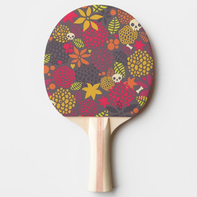 Schädel und Blumen Tischtennis Schläger (Vorderseite)
