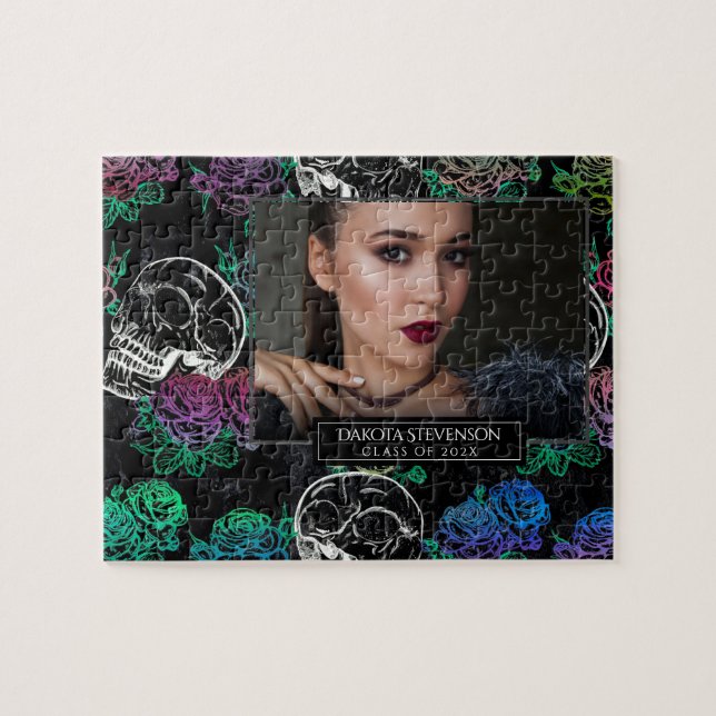 Schädel und dunkle Rose | Funky Abschluss Foto (Horizontal)