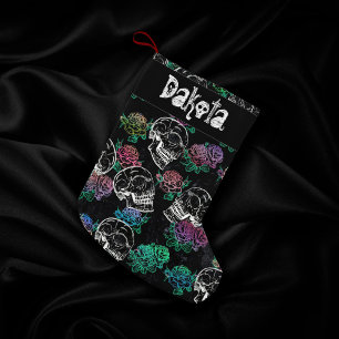 Schädel und dunkle Rose   Funky Glam Ombre Custom Kleiner Weihnachtsstrumpf