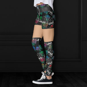 Schädel und dunkle Rose   Funky Glam Ombre Grunge Leggings