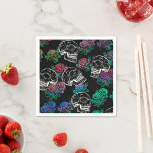 Schädel und dunkle Rose   Funky Glam Ombre Grunge Serviette