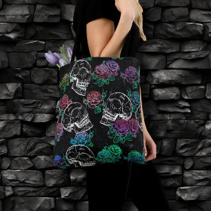 Schädel und dunkle Rose Funky Glam Ombre Grunge Tasche