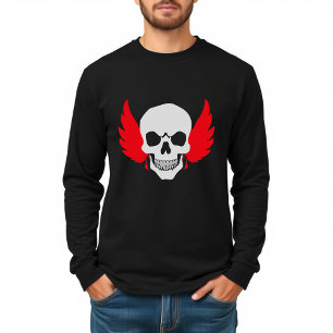 Schädel- und Federn-Kunst T-Shirt