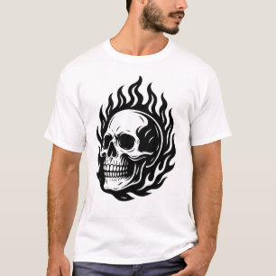 Schädel und Feuer T-Shirt