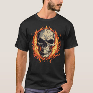 Schädel und Flammen T-Shirt