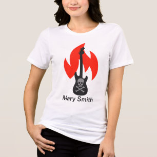 Schädel- und Flammengitarre Tri-Blend Shirt