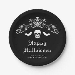 Schädel und Fledermäuse Gothic Frohes Halloween Sc Pappteller
