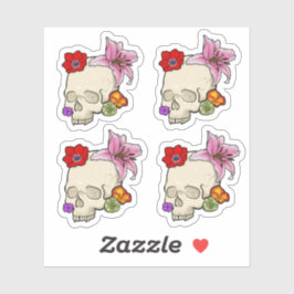 Schädel und Flora Aufkleber