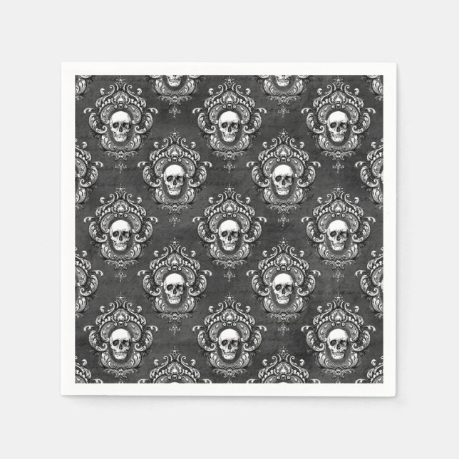 Schädel und Graugotik Serviette (Vorderseite)