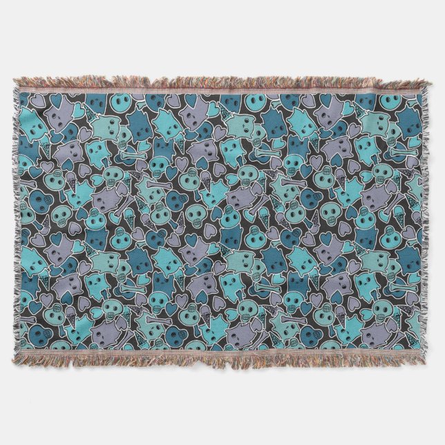 Schädel und Herzen auf schwarzem Hintergrund 2 Decke (Vorderseite)