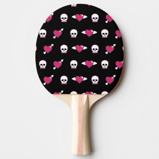 Schädel und Herzen Tischtennis Schläger (Vorderseite)