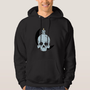 Schädel- und Kerzendesign im Mondlicht Horror-Ku Hoodie