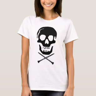 Schädel und Klarinetten - Schwarz in Weiß T-Shirt