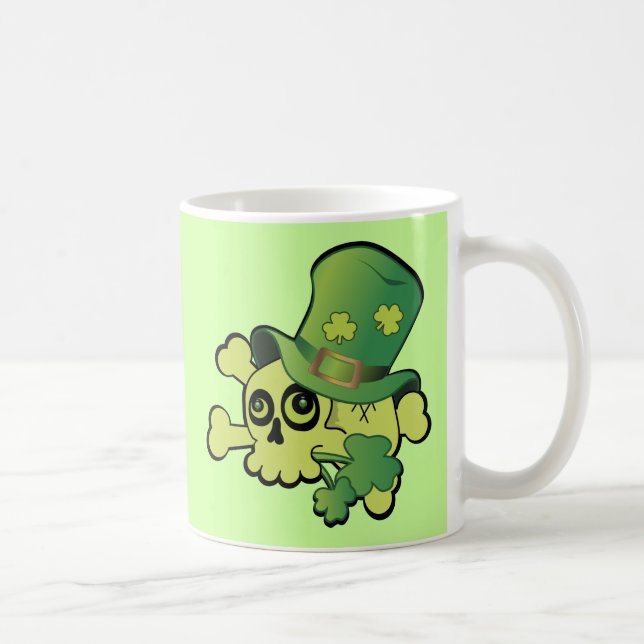 Schädel und Kleeblätter Kaffeetasse (Rechts)