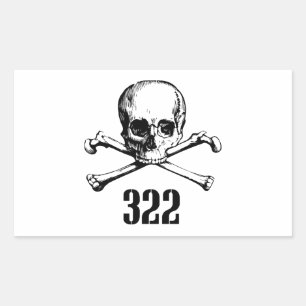 Schädel und Knochen 322 Rechteckiger Aufkleber