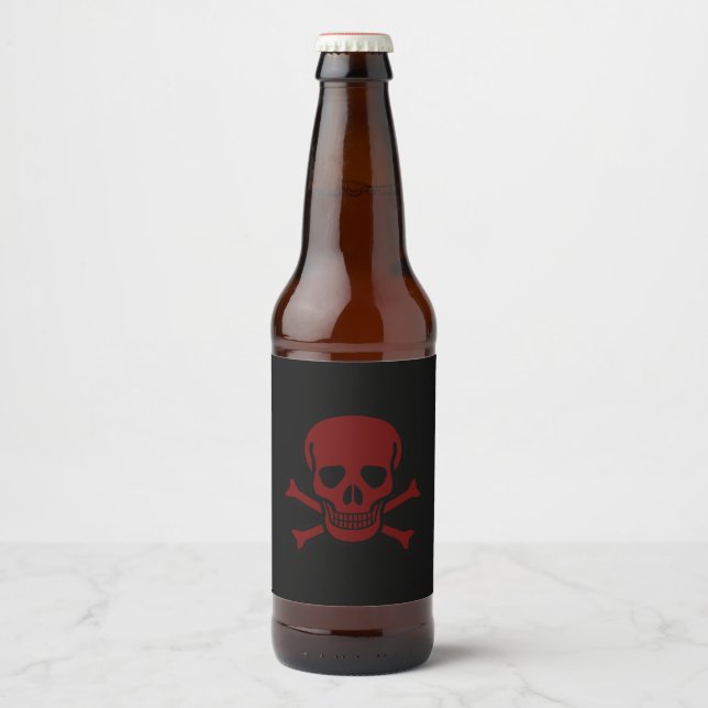 Schädel und Knochen Bierflaschenetikett (Vorderseite)