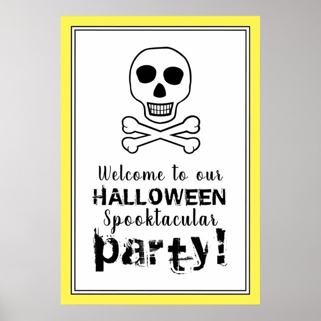 Schädel und Knochen, Halloween-Begrüßungszeichen Poster (Vorne)