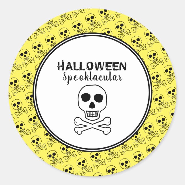 Schädel und Knochen, Halloween-Party Runder Aufkleber (Vorderseite)